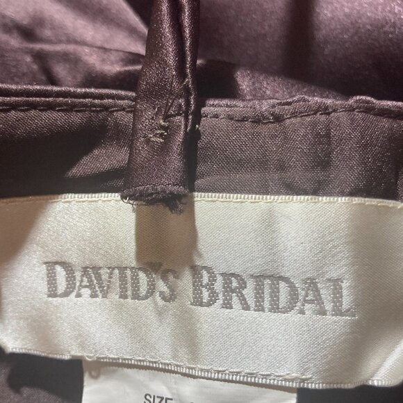 David's Bridal SZ 8 truffle satin strapless formal flare gown bridal formal prom - Picture 11 of 13